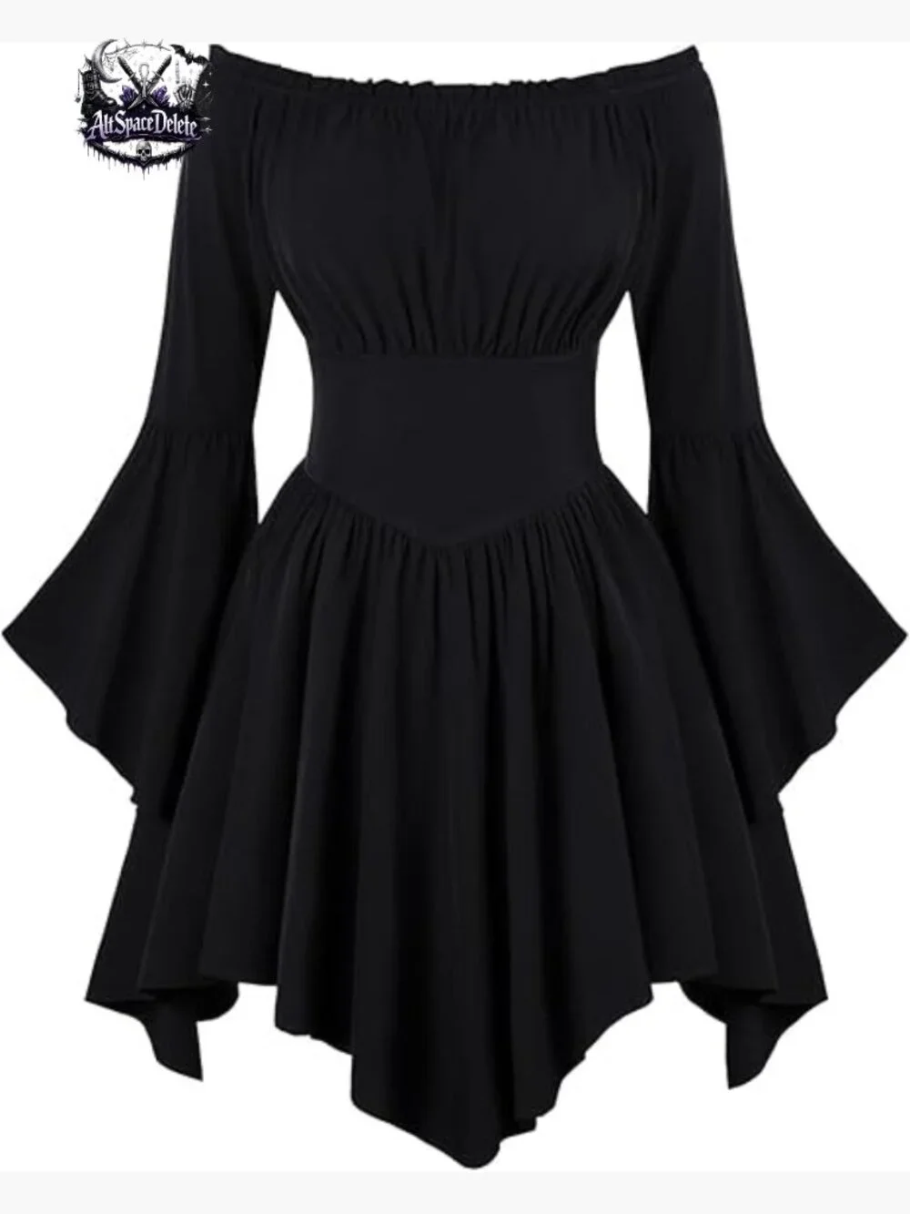 Large Renaissance Pirate Dress Off Shoulder Bell Sleeve Pockets